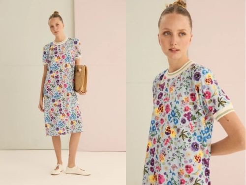 VESTIDO ELAINA MUJER ESTAMPADO LARGO MIDI PUÑO TEJIDO PRUSSIA