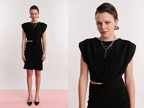 VESTIDO ANGELINE MUJER FIESTA NOCHE CORTO HOMBRERAS PRUSSIA