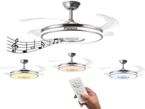 Ventilador De Techo Retractil Midow 1220mm Luz 3 Modos 6 Vel