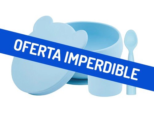 Set de Vajilla Minikoioi BLW 100% Silicona Mineral Blue