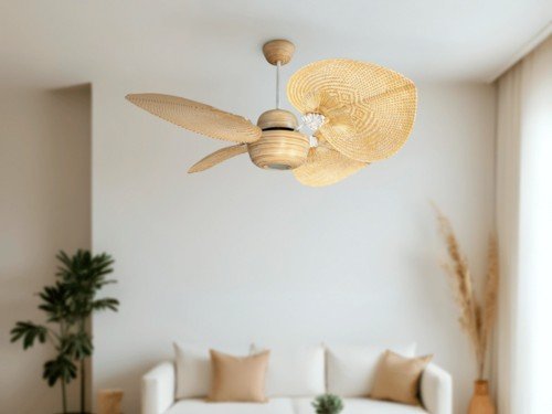 Ventilador de techo rattan con luz WINDLUX® modelo Bambú