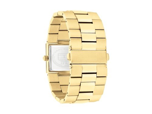 RELOJ TOMMY HILFIGER RECTANGULAR DORADO FONDO CLARO