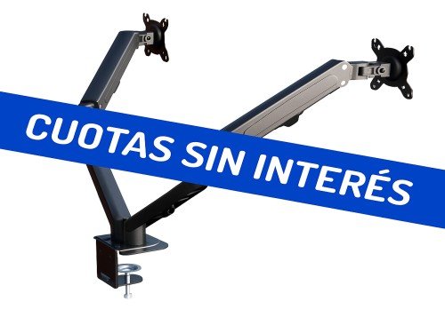 Soporte Doble Brazo para Monitor 17" a 27" Aluminio Negro
