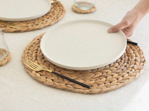 individual paso plato trenzado en fibra natural cocina deco