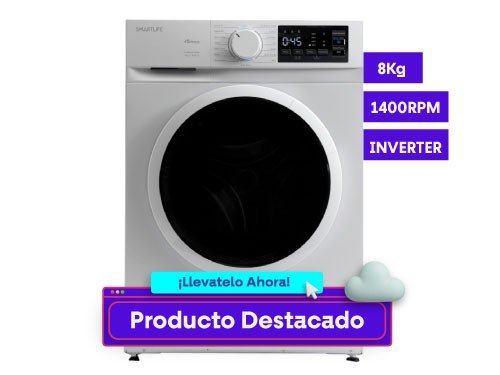 Lavarropas SmartLife 8KG 1400RPM Inverter C. Frontal WMI081400W