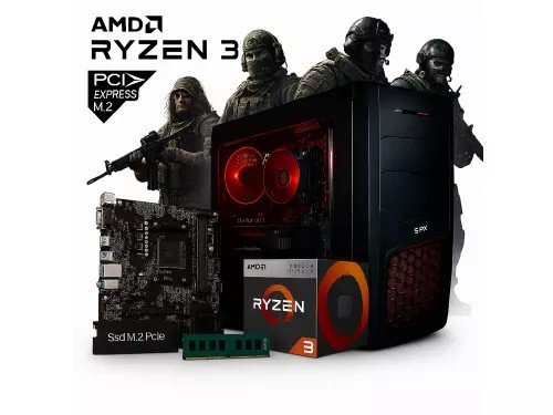 Pc Necxus Gamer AMD Ryzen 3 5500 32GB 1TB SSD Gabinete teclado Mouse