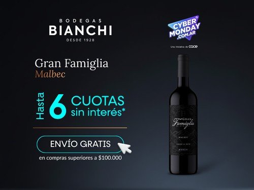 Vino Tinto Alta Gama Gran Famiglia Bianchi Malbec añada 2023