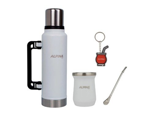 Set Matero Termo Alpina 1.4 + Mate Acero 280ml + Bombilla