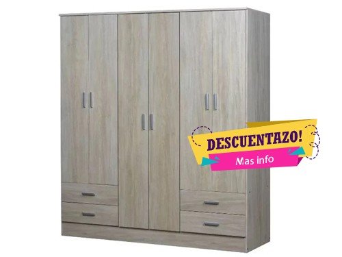 Placard 6 Puertas 4 Cajones color Fresno Blanco Ricchezze