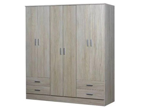 Placard 6 Puertas 4 Cajones color Fresno Blanco Ricchezze