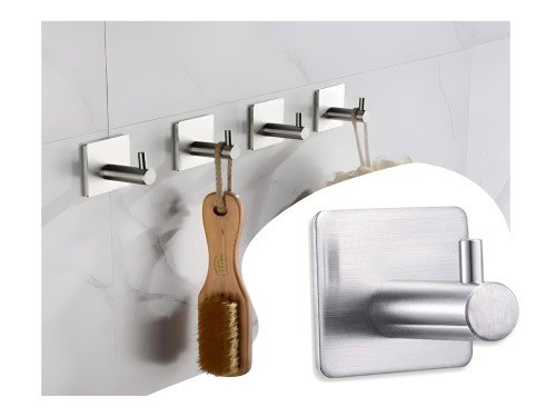 Kit 4 perchas autoadhesivas de acero inoxidable Holzboden