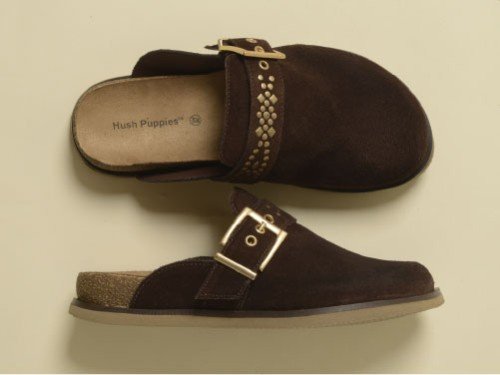 Zuecos de cuero con hebilla y suela liviana Hush Puppies Ada