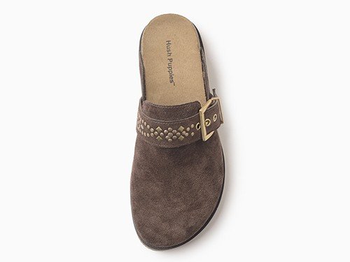 Zuecos de cuero con hebilla y suela liviana Hush Puppies Ada