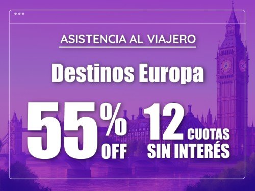 Asistencia al Viajero Europa - Classy PAX (desde 4 días) al 55% off