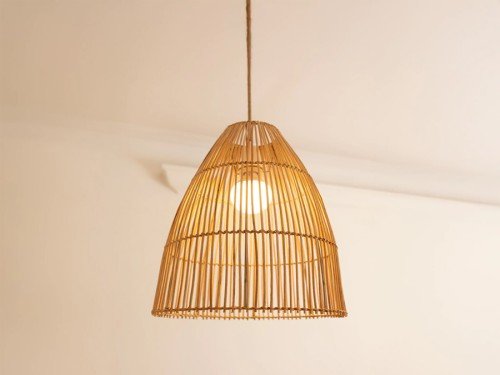 Lámpara Colgante de techo Varas de Ratán Natural