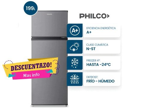 Heladera cíclica Con Freezer 199L Inox - PHCT225X Philco