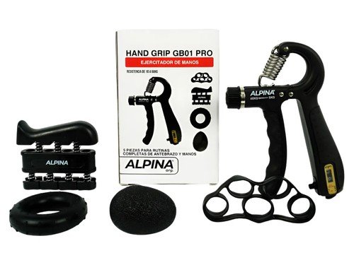 Kit Agarre Antebrazo Hand Grip Manopla Fuerza Ejercitador Color Negro