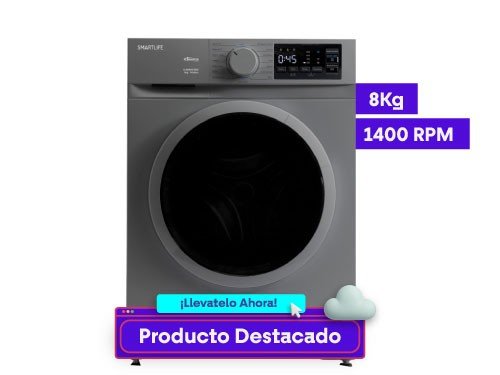 Lavarropas SmartLife 8KG 1400RPM Inverter Carga Frontal SL-WMI081400G