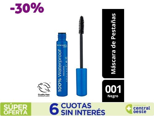  Mascara De Pestañas Rimmel London Waterproof Black 001 x8ml