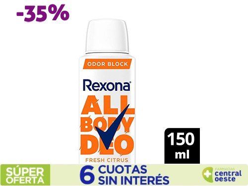 Desodorante en Aerosol Rexona AllBody Fresh Citrus x150ml