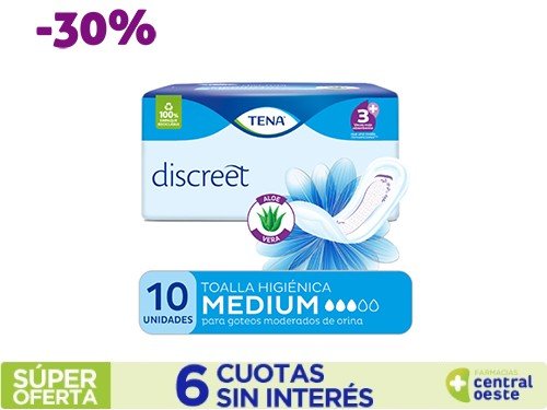 Toalla Incontinencia Discreet Tena Medium C/Aloe x10un