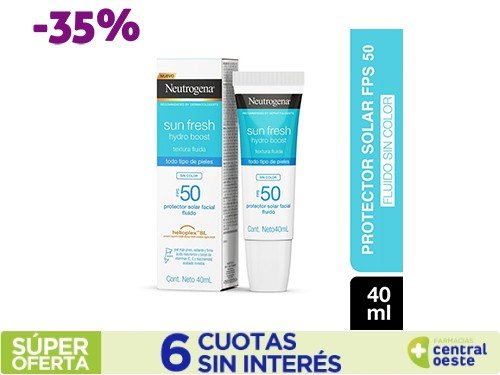  Protector Solar Neutrogena Hydro Boost Sin Color FPS50 x40ml