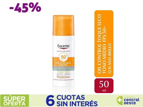 Protector Solar Eucerin Sun Facial Toque Seco Medio SPF50+ x 50 ml