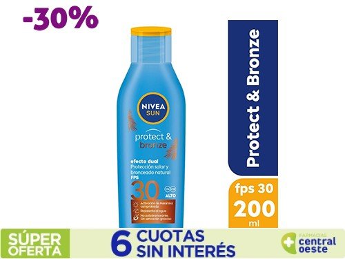 Protector Solar Nivea SUN Protect & Bronze FPS 30 200Ml