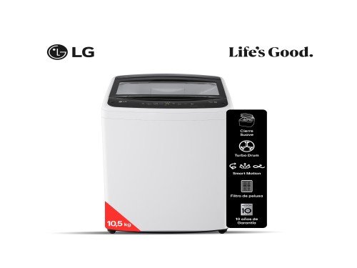 Lavarropas LG carga superior 10,5 KG WT11WVTB  Blanco│ Smart Inverter