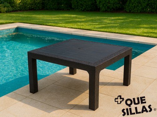 Mesa Ratona Plastica simil Ratan 90 X 90 Alejo