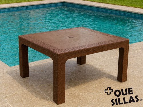 Mesa Ratona Plastica simil Ratan 90 X 90 Alejo