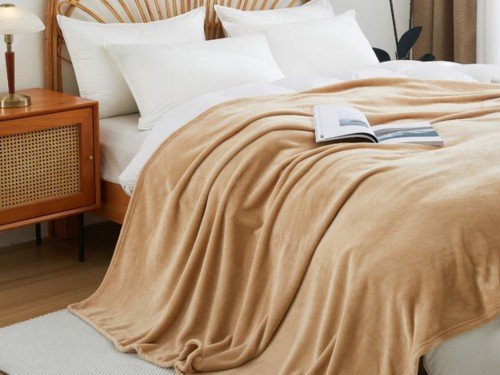 Frazada PRAGA Flannel Pesado Extra Suave - Beige 2 1/2 Pl