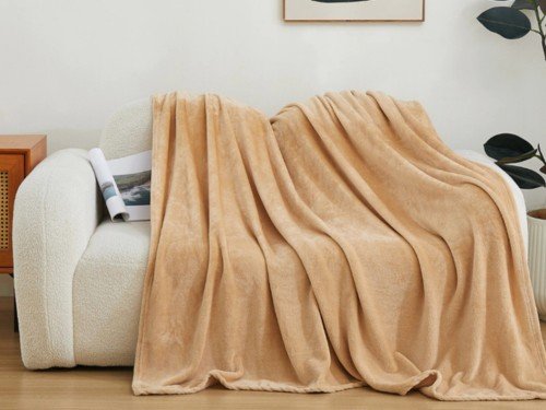 Frazada PRAGA Flannel Pesado Extra Suave - Beige 2 1/2 Pl