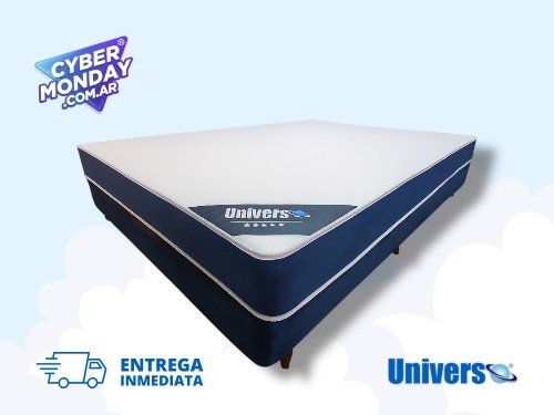 Colchón Resortes Universo más Sommier cuero ecológico 2 pl. y 1/2