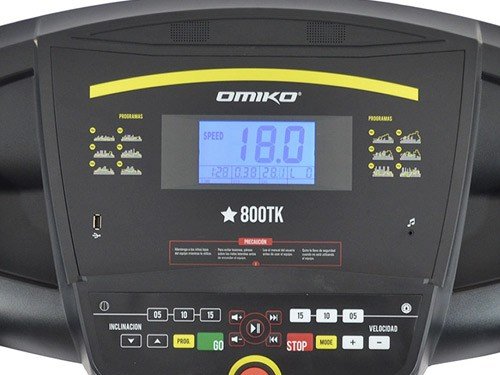 Cinta para correr profesional hasta 18 km/h c/ inclinación Omiko 800TK