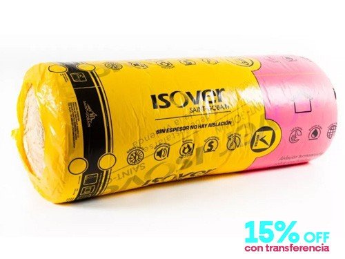 Lana De Vidrio Rolac Plata Aluminio 50mm Rollo 14.4M2 Isover