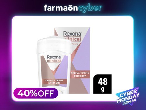 REXONA - Desodorante Clinical Extra Dry Barra. Antitranspirante 48g.