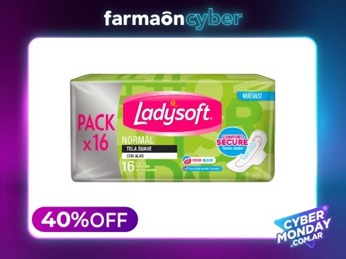 LADYSOFT - Toalla normal con alas 16 unidades