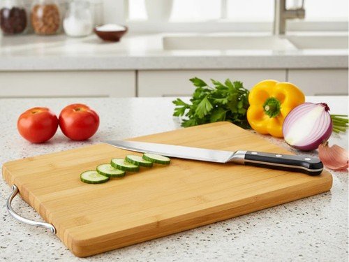 Tabla Madera Bambu Para Picar Cortar Con Agarre 35x50 Cm