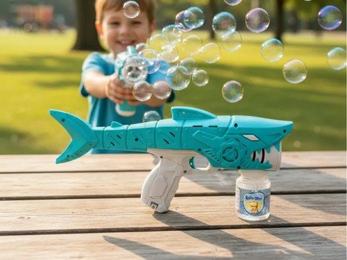 Burbujero Automatico Pistola De Burbujas Tiburon Luz A Pila