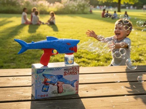 Burbujero Automatico Pistola De Burbujas Tiburon Luz A Pila