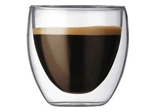 Vaso Pocillo Doble Fondo Vidrio Cristal 250ml Frio Calor