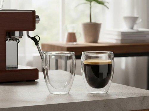 Vaso Pocillo Doble Fondo Vidrio Cristal 250ml Frio Calor