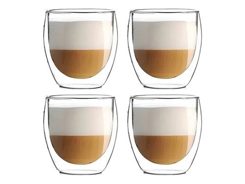Set X4 Tazas Café Pocillos Vaso Doble Pared Termico Frio Calor