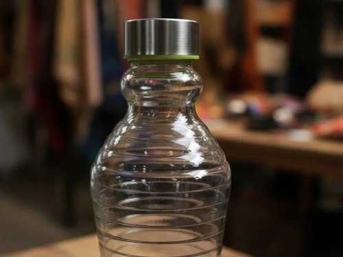 Botella Vidrio 1 Litro Hermetica Con Ondas Tapa Acero Rosca