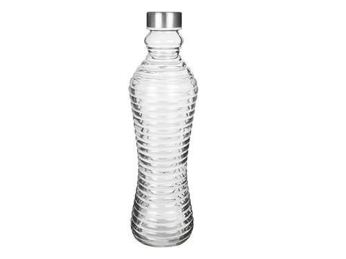 Botella Vidrio 1 Litro Hermetica Con Ondas Tapa Acero Rosca