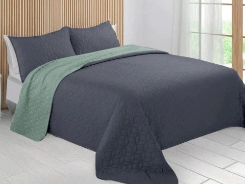 Cover Cubrecama Queen 2 1/2 Plazas Verano Bicolor Reversible