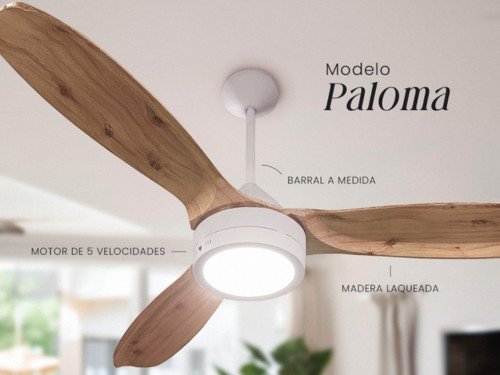 Ventilador de techo con luz estilo nórdico WINDLUX® modelo Paloma