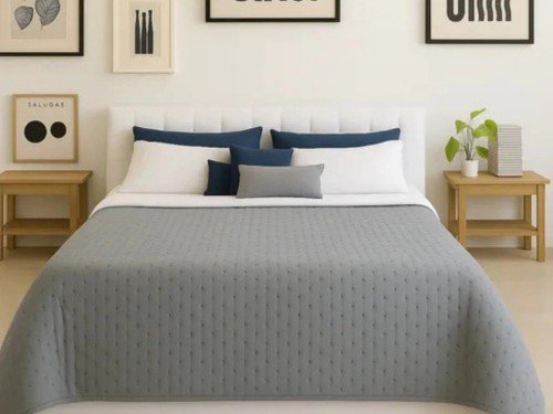 Cover Cubrecama 2 1/2 Plazas Liso Verano Liviano Reversible