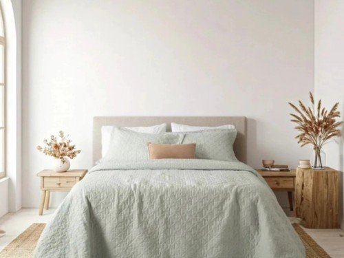 Cubrecama Cover Quilt Liso Reversible Queen Con Fundones